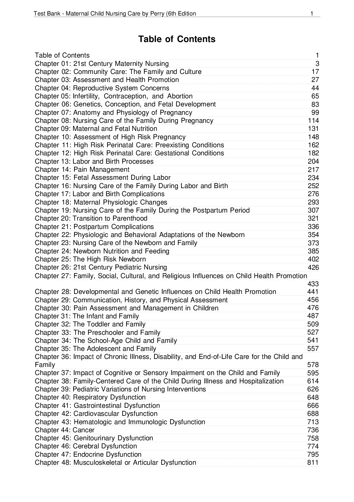 Preview image for Test Bank - Maternal Child Nursing Care by Perry (6th Edition)